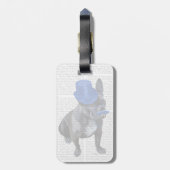 Bulldog mit Blue Top Hat und Mustache Gepäckanhänger (Rückseite vertikal)