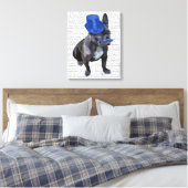 Bulldog mit Blue Top Hat und Mustache Leinwanddruck (Insitu (Schlafzimmer))