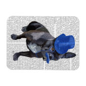 Bulldog mit Blue Top Hat und Mustache Magnet (Horizontal)