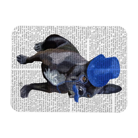 Bulldog mit Blue Top Hat und Mustache Magnet (Horizontal)