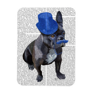 Bulldog mit Blue Top Hat und Mustache Magnet