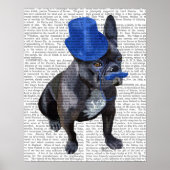 Bulldog mit Blue Top Hat und Mustache Poster (Vorne)