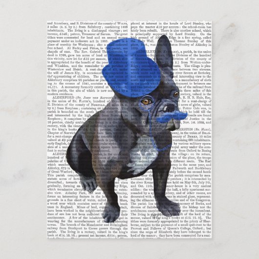 Bulldog mit Blue Top Hat und Mustache Postkarte (Vorderseite)