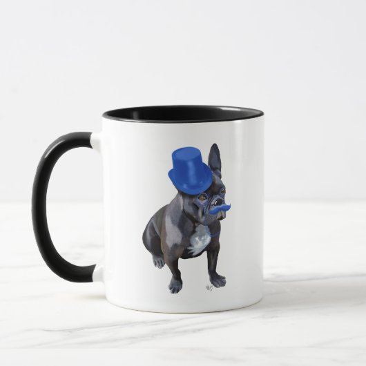 Bulldog mit Blue Top Hat und Mustache Tasse (Links)