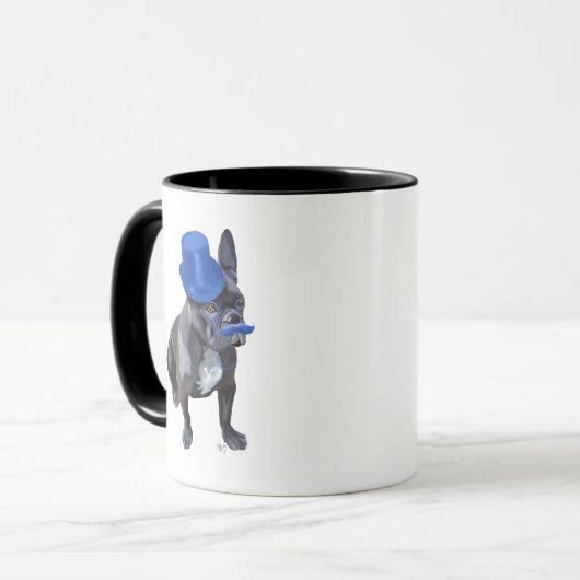 Bulldog mit Blue Top Hat und Mustache Tasse (Vorderseite Links)