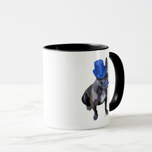 Bulldog mit Blue Top Hat und Mustache Tasse (VorderseiteRechts)