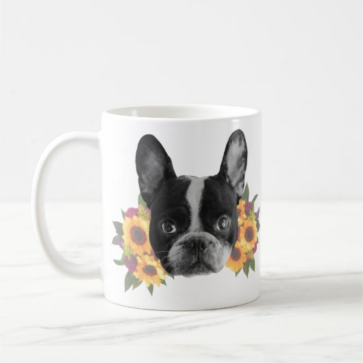 Bulldog mit Blume Coffee Tasse (Links)