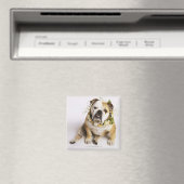 Bulldog mit Blume Magnet (In Situ (Geschirrspüler))