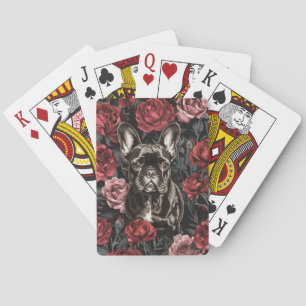 Bulldog mit Blume Spielkarten