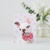 Bulldog mit Bow-Krawatte Postkarte (Stehend Vorderseite)