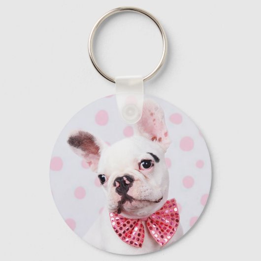 Bulldog mit Bow-Krawatte Schlüsselanhänger (Vorderseite)