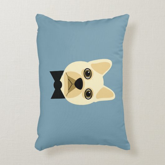 Bulldog mit Bowtie Blue Dekokissen (Vorderseite(Vertikal))