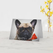 Bulldog mit Brille und Bow-Krawatte Karte (Gelbe Blume)