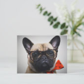 Bulldog mit Brille und Bow-Krawatte Postkarte (Stehend Vorderseite)