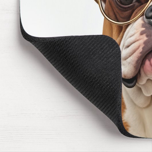 Bulldog mit einer Cap und Sonnenbrille Mousepad (Ecke)