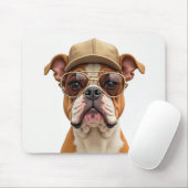 Bulldog mit einer Cap und Sonnenbrille Mousepad (Mit Mouse)