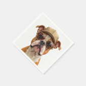 Bulldog mit einer Cap und Sonnenbrille Serviette (Ecke)