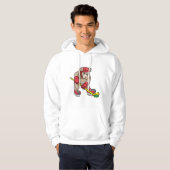 Bulldog mit Eishockey und Eishockeyschläger Hoodie (Vorne ganz)