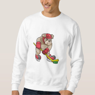 Bulldog mit Eishockey und Eishockeyschläger Sweatshirt