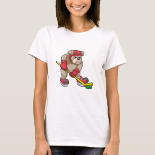 Bulldog mit Eishockey und Eishockeyschläger T-Shirt