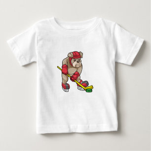 Bulldog mit Eishockey und Hockeyschläger Baby T-shirt