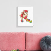 Bulldog mit Eishockey und Hockeyschläger Leinwanddruck (Insitu (Wohnzimmer))