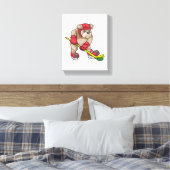 Bulldog mit Eishockey und Hockeyschläger Leinwanddruck (Insitu (Schlafzimmer))