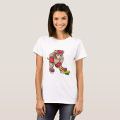 Bulldog mit Eishockey und Hockeyschläger T-Shirt (Vorne ganz)