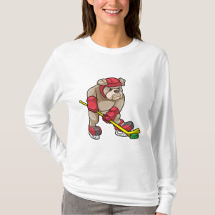 Bulldog mit Eishockey und Hockeyschläger T-Shirt