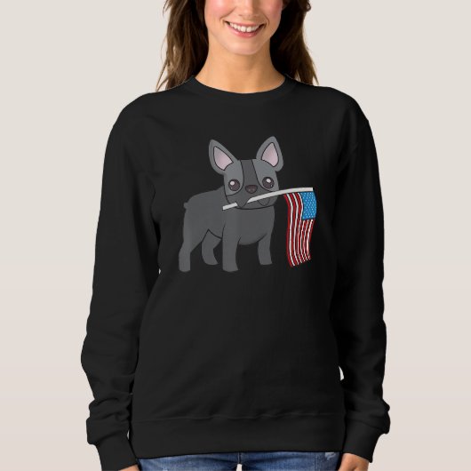Bulldog mit Flag Amerikanische Unabhängigkeitstag Sweatshirt (Vorderseite)