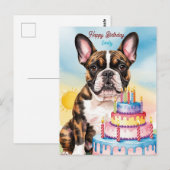 Bulldog mit Geburtstagskuchen Postkarte (Vorne/Hinten)