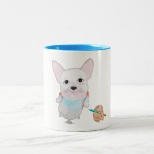 Bulldog mit Hamster Children Tasse, Zweifarbige Tasse