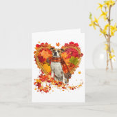 Bulldog mit Herbst-Blättern Karte (Gelbe Blume)