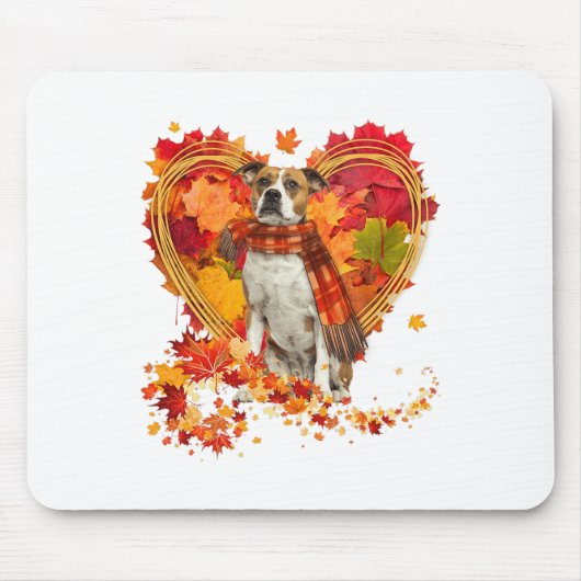 Bulldog mit Herbst-Blättern Mousepad (Vorne)