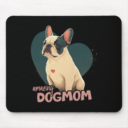 Bulldog mit Herz-Hintergrund Mousepad (Vorne)