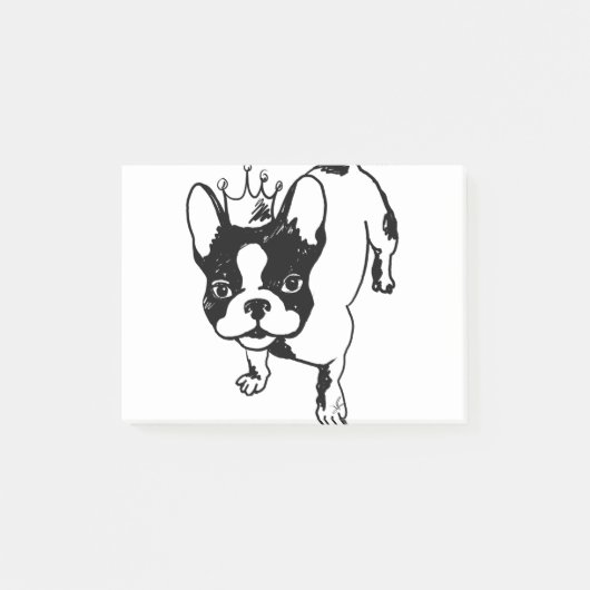 Bulldog mit Krone Post-it Klebezettel (Vorderseite)