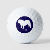 Bulldog Mit Monogramm Blue Navy Custom Golf Golfball (Vorderseite)