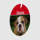 Bulldog mit Name und Foto Weihnachten Ornament (Vorderseite)