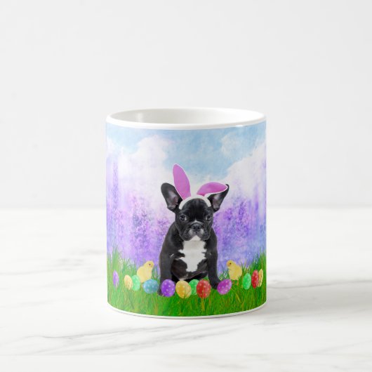 Bulldog mit Ostereiern Bunny Chicks Kaffeetasse (Mittel)