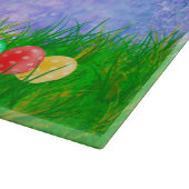 Bulldog mit Ostereiern Bunny Chicks Schneidebrett (Ecke)