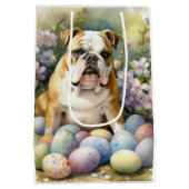 Bulldog mit Ostereiern Urlaub Mittlere Geschenktüte (Rückseite)