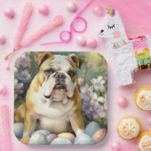 Bulldog mit Ostereiern Urlaub Pappteller (Party)