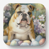 Bulldog mit Ostereiern Urlaub Pappteller (Vorderseite)
