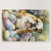 Bulldog mit Ostereiern Urlaub Puzzle (Horizontal)