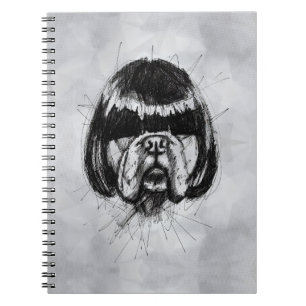 Bulldog mit Perücke (Stil 4) Feine Kunst Notizblock