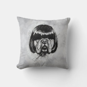 Bulldog mit Perücke (Stil 4) Fine Art Kissen