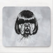 Bulldog mit Perücke (Stil 4) Fine Art Mousepad (Vorne)