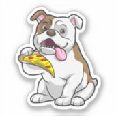 Bulldog mit Pizza-Stück Aufkleber (Vorderseite)