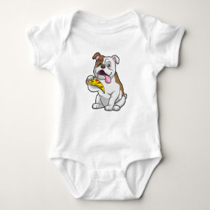 Bulldog mit Pizza-Stück Baby Strampler
