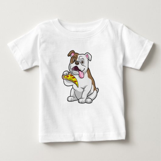 Bulldog mit Pizza-Stück Baby T-shirt (Vorderseite)